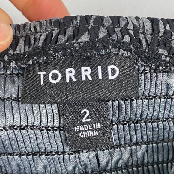 Torrid Smocked Blouse Size 2X Black Mesh Blouse Top Tulle Peplum Flare Sleeve - Picture 5 of 11